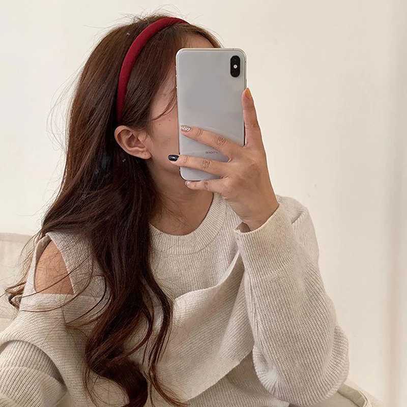Korean Style Classic All-match Wine Red Hair Band Red Thin Headband Vintage Fashion Hair Hoops For Women Girls Hair Accessories D260326