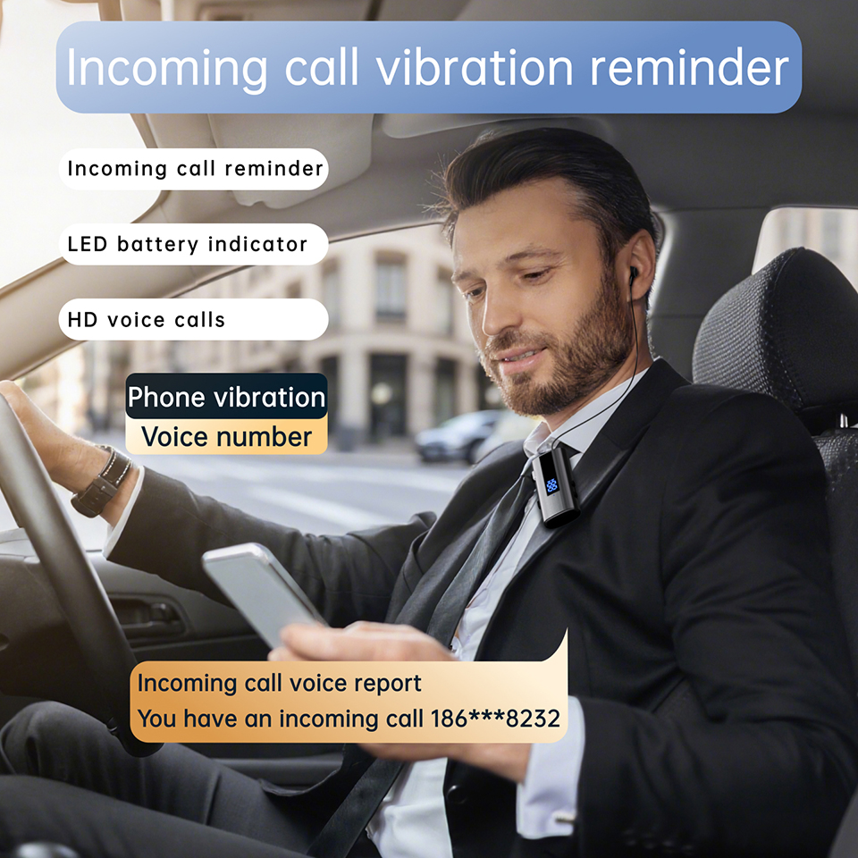 K92 Collar Clip Business Bluetooth Earphones | No Tangled Wires, Vibration Call Alert, LED Power Display for Cycling