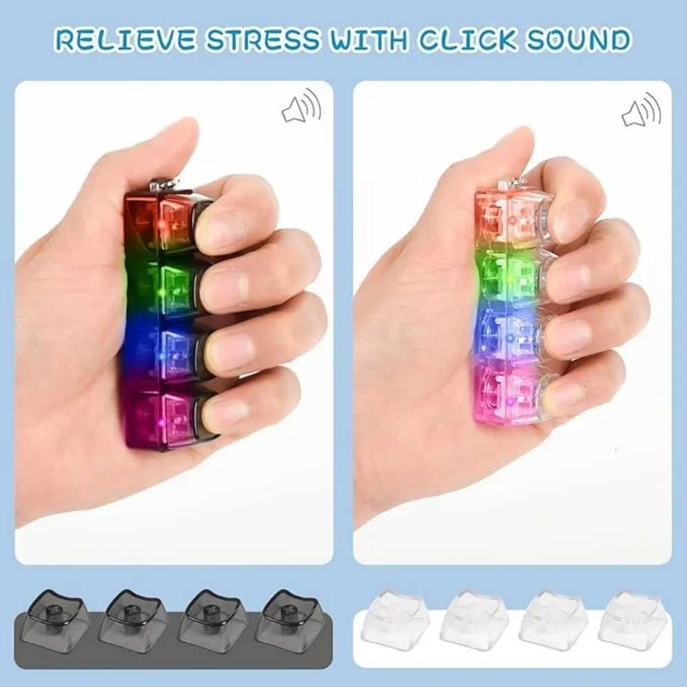 LED Keyboard Keychain Fidget Toys Crystal Clicker Sensory Toy for Stress Relief Keyboard Keychain Fidget Gadget for Adults Kid Z260326