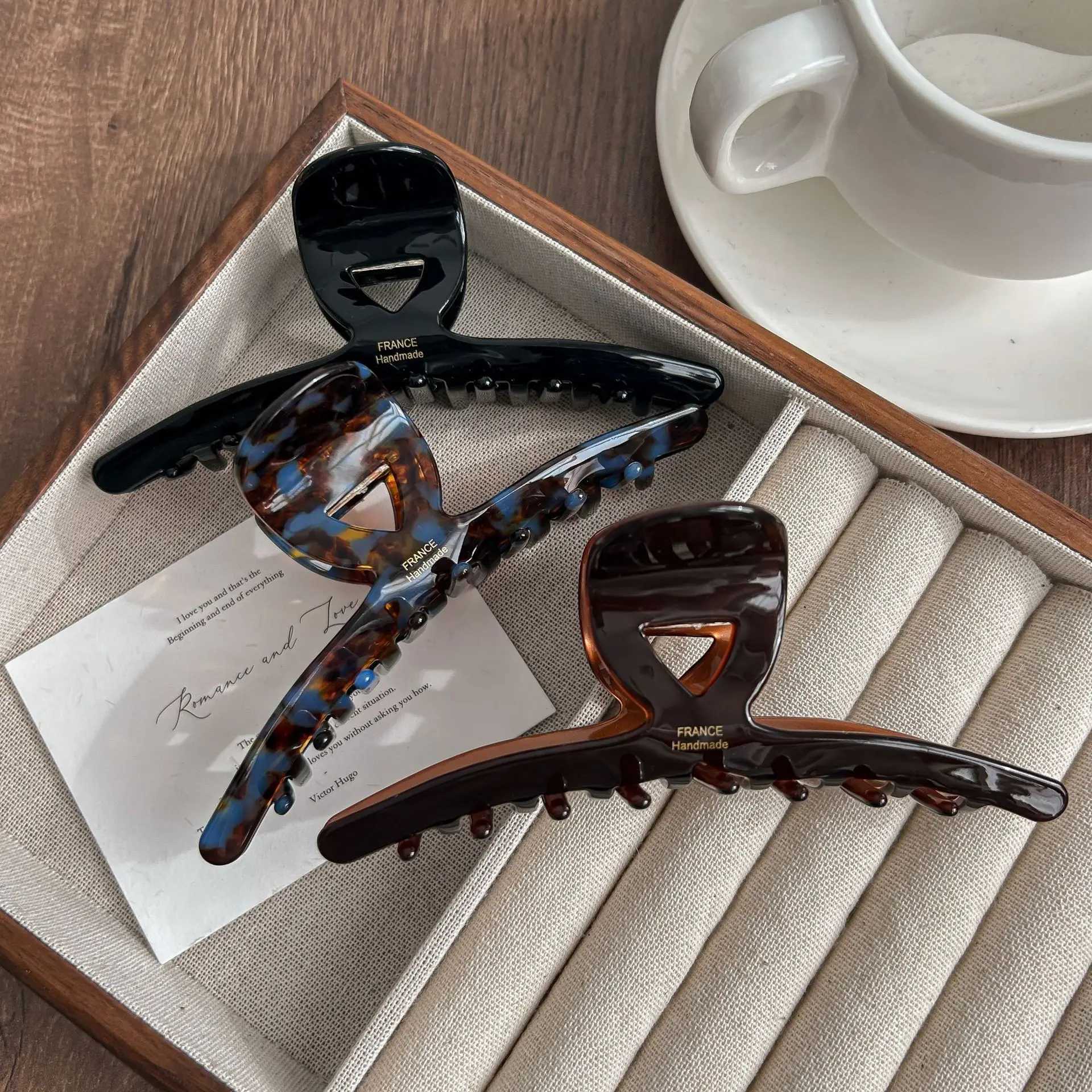 2026 Korean Series Acetic Acid Hair Claws for Women High-End Large Shark Clip Back of Head Hair Volume Multiple Accessory Gift H260326