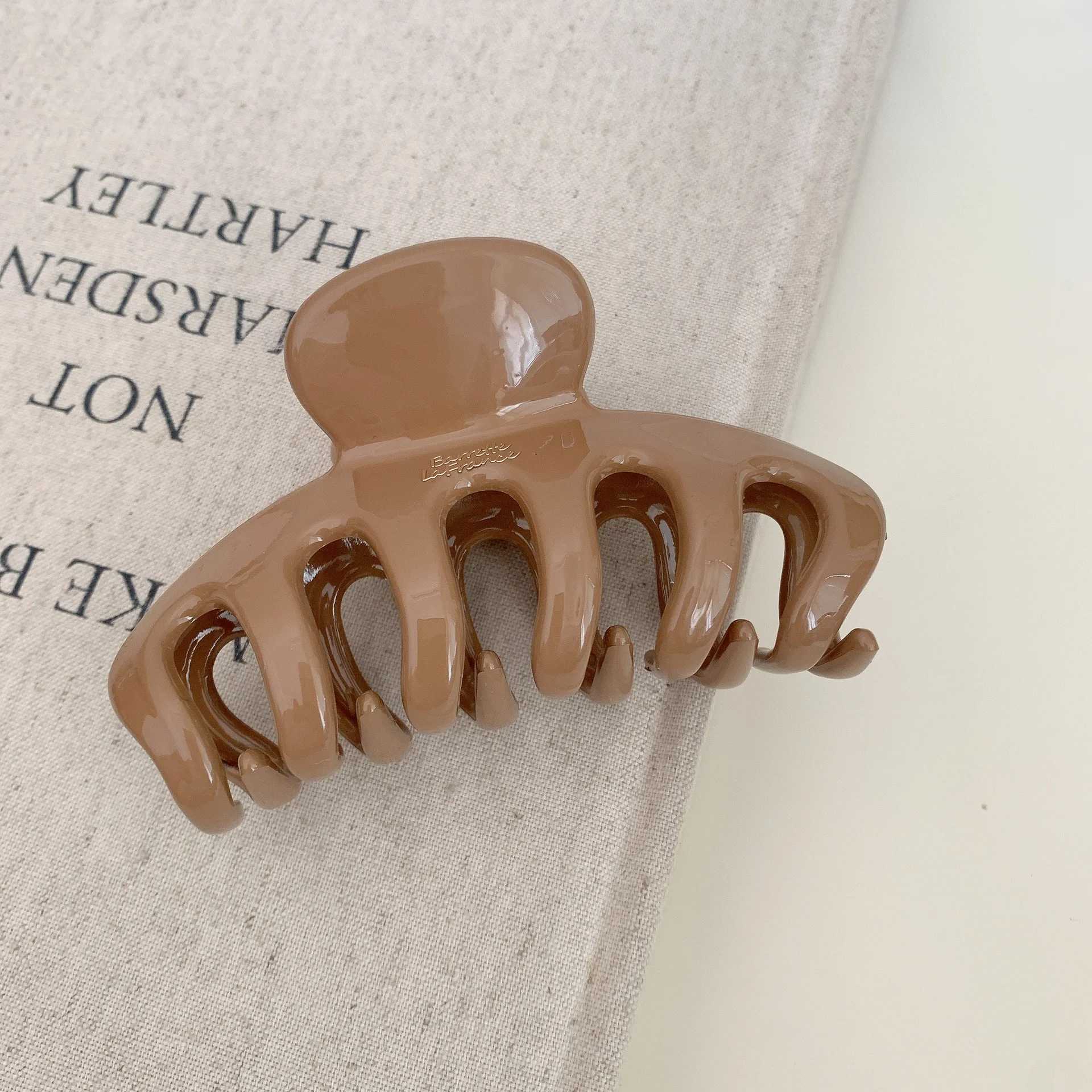 Vintage Leopard Print Brown Arc Dragon Bone Large Hair Clip Claw Elegant Shark Hair Clamp Versatile Headwear Hair Accessories H260326