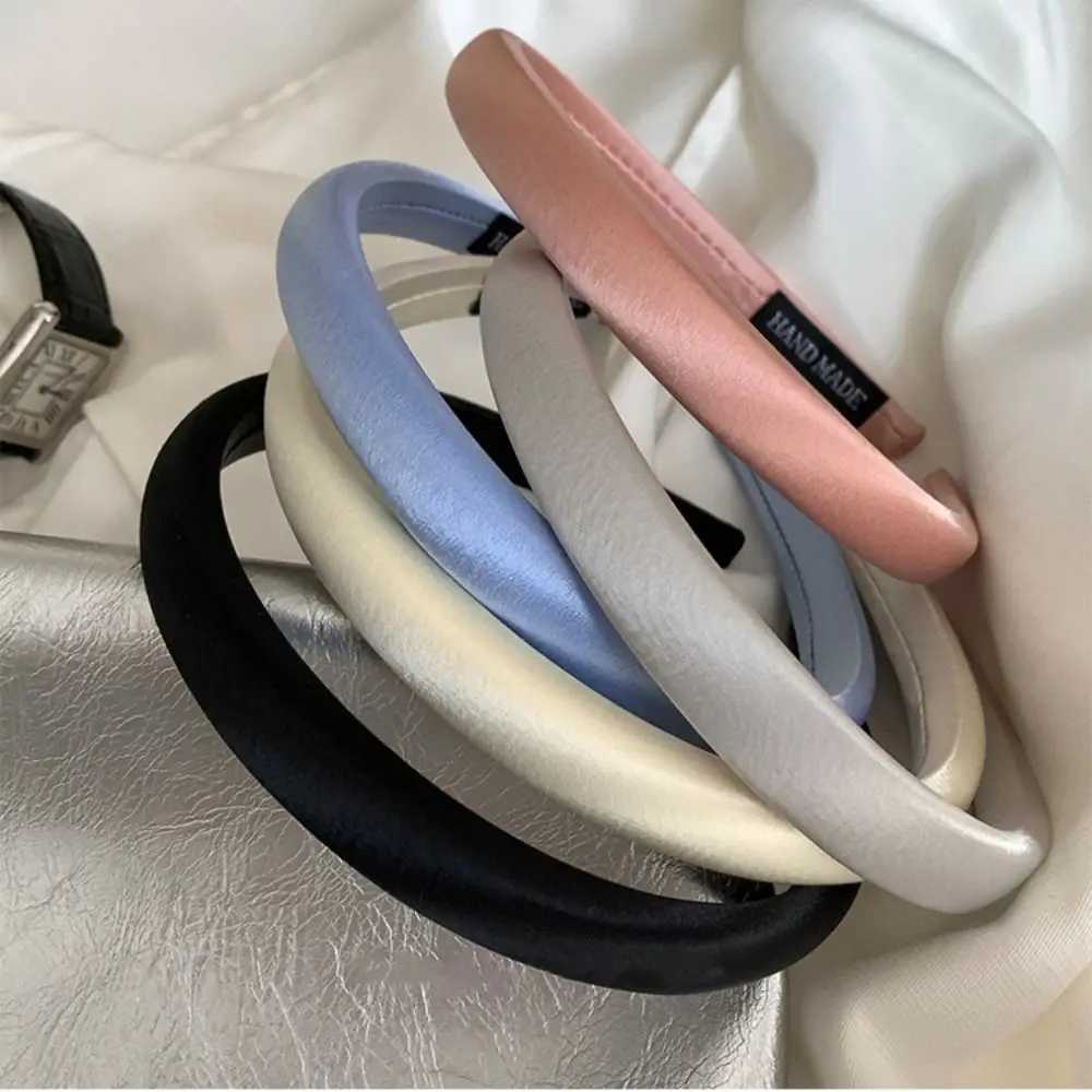 Temperament Thin Silk Satin Headband Cloth Hairband Sponge Hair Band Hair Clip Korean Style Headwear Girl/Women D260326