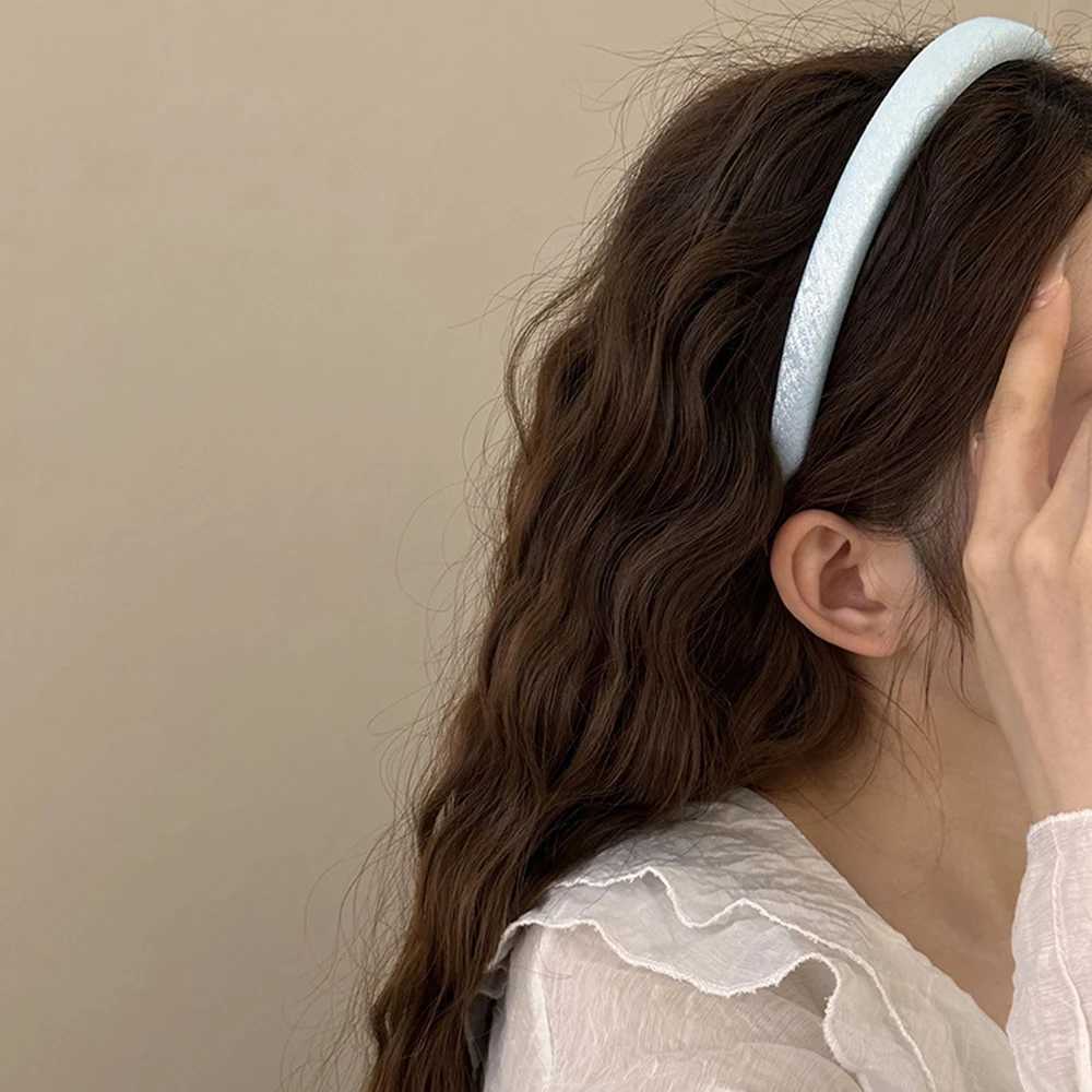 Fashion Korean Shiny Glossy Headbands For women satin silk Thin Sponge Hairband Bezel Girls Hair Accessories Simple Headwear D260326