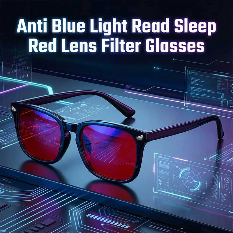 Blue Light Blocking Glasses Men Women 2026 Luxury Brand Read Sleep Red Lens Computer Gaming Eyeglasses Change Color Sunglasses D260326