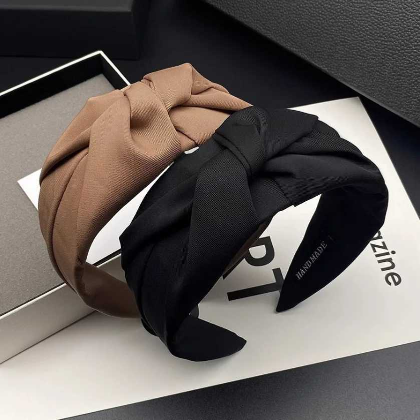 Fashion Solid Wide Knot Fabric Twist Hairbands for Women Girls Bezel Hair Hoops Party Hair Accessories Korean Ladies Headbands D260326