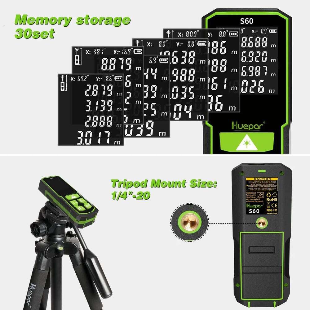 Huepar Laser Distance Meter 60M100M/120M Electronic Roulette LCD Digital Rangefinder Trena Metro Measuring Tape Ruler Tools 26H0326