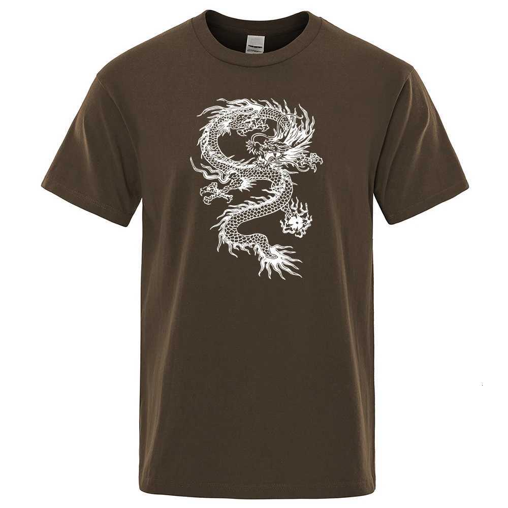 Chinese Style White Dragon Men Tshirts Fashion Breathable T Shirts Loose Cotton Tee Clothing High Quality Brand Male T-Shirt C260326