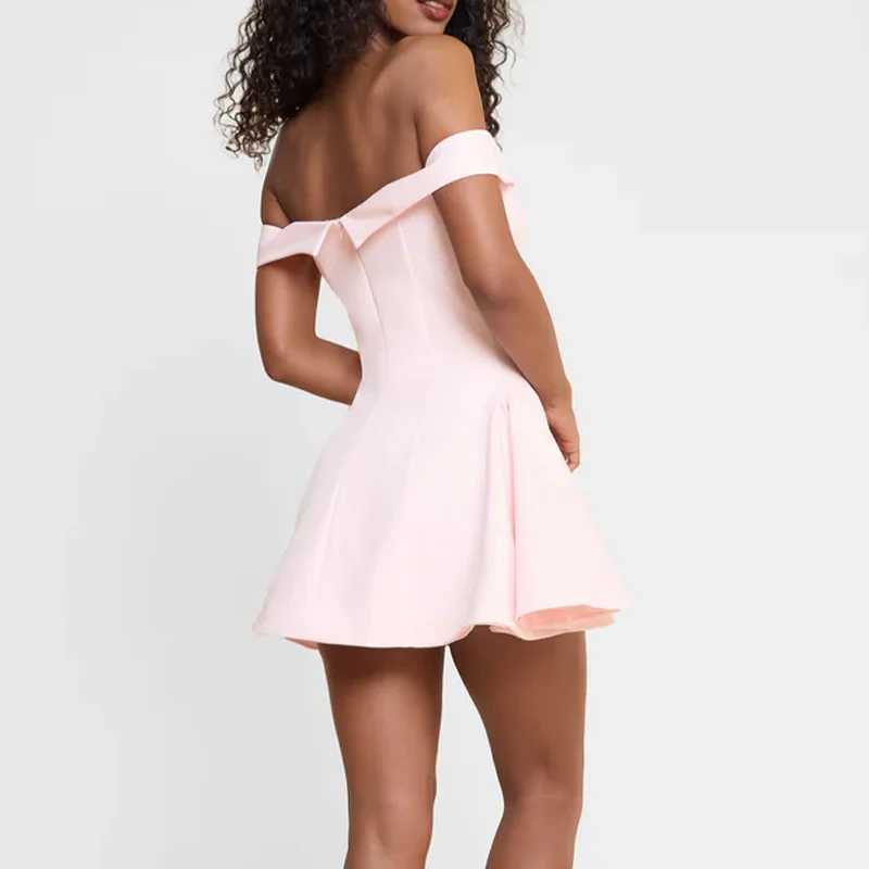 2025 new one shoulder backless sexy sleeveless solid color short waist party dress y2k M260326