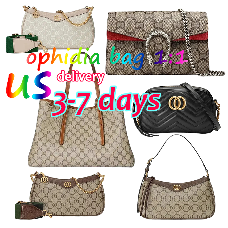 12A designer bag shoulder bag ophidia bag handbag luxury bag tote bag canvas emblem red green new moon bag cherry pendant handbag large capacity hobo bag for women