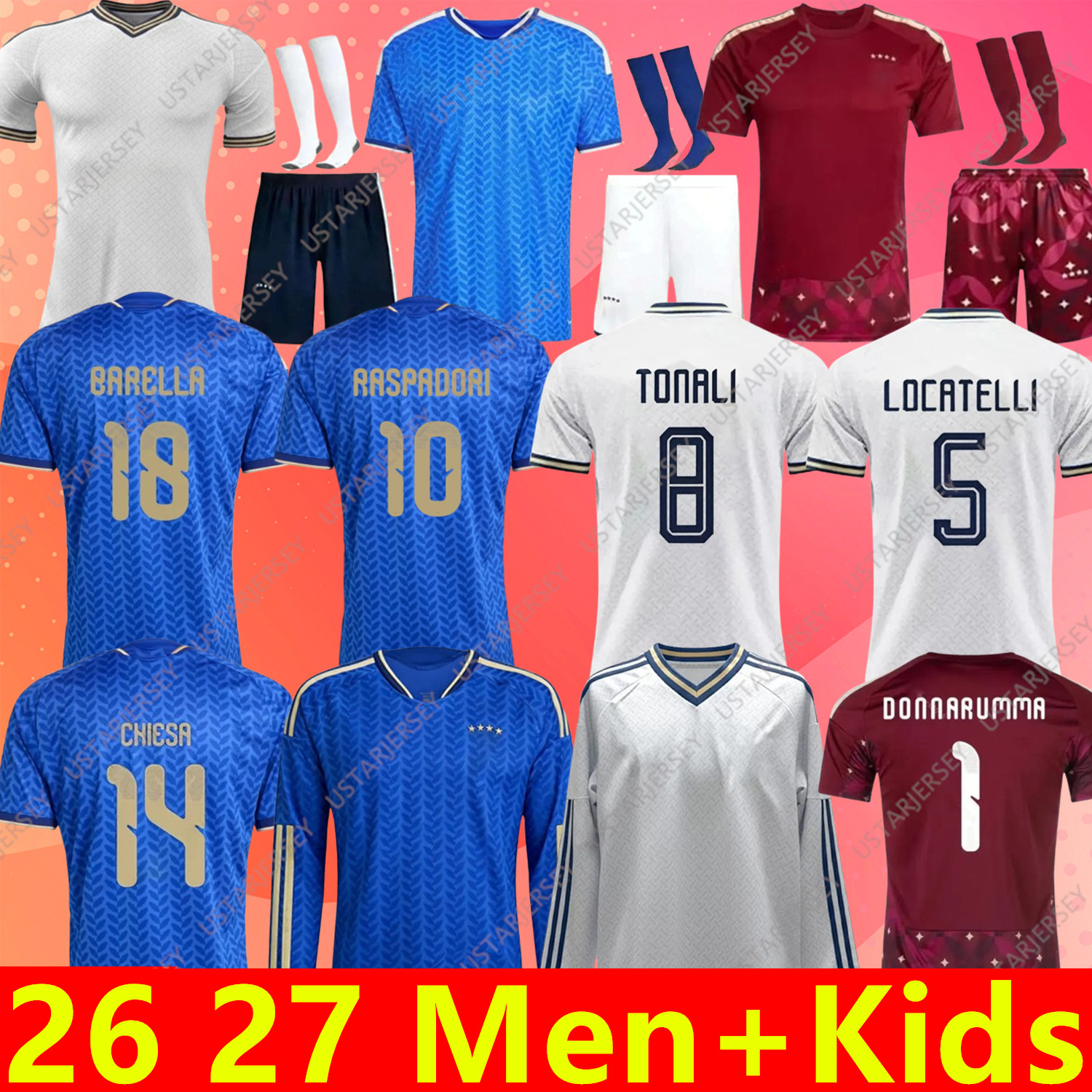 Italy Jersey 2026 World Cup italia Soccer Jerseys Retro Football Shirts 26 27 DI LORENZO RETEGUI BARELLA FRATTESI PELLEGRINI DIMARCO GIRELLI GOALKEEPER Kids kit top