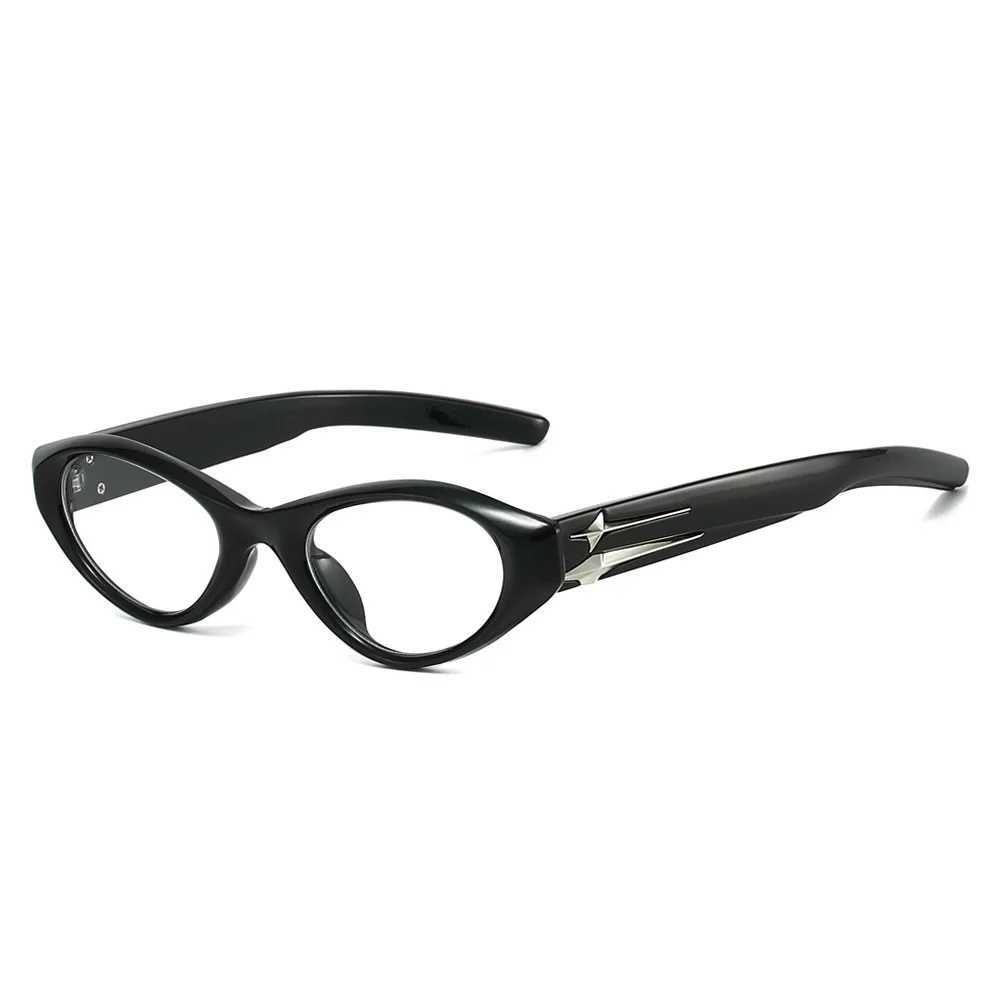 Trendy Retro Black Cat-Eye Sunglasses Silver Star Detail Luxury INS Vibe Perfect for Stunning Street Snaps D260326