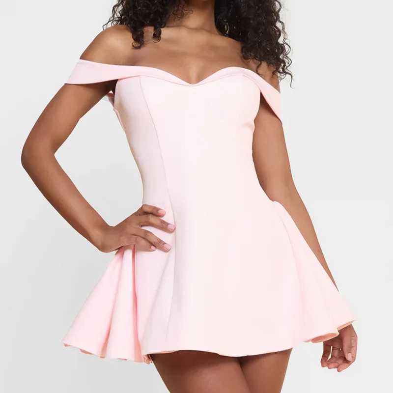 2025 new one shoulder backless sexy sleeveless solid color short waist party dress y2k M260326