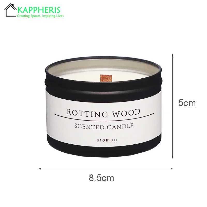 Black Tin Can Scented Aromatic Candles Wooden Wick Candle Jars with Lid Classic Home Decorative Candles Citronella H260326
