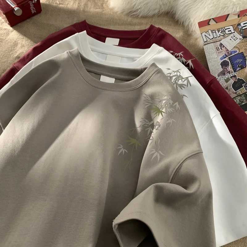 Mens Oversized T-shirts White Cotton T Shirt 5XL for Men Casual Summer Wear Fashion Leaf Print Tee Shirts Men Clothing C260326