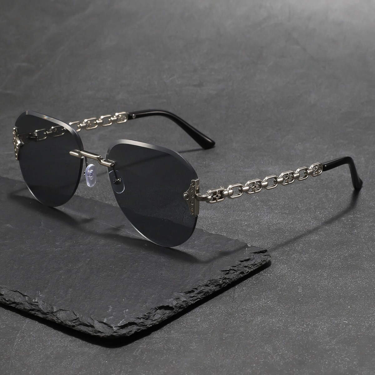 Luxury Brand Designer Sunglasses L-Brand Fashion Sunglasses With Hollow Metal Legs For Women, European And American Trend, Rimless, Celebrity Runway S