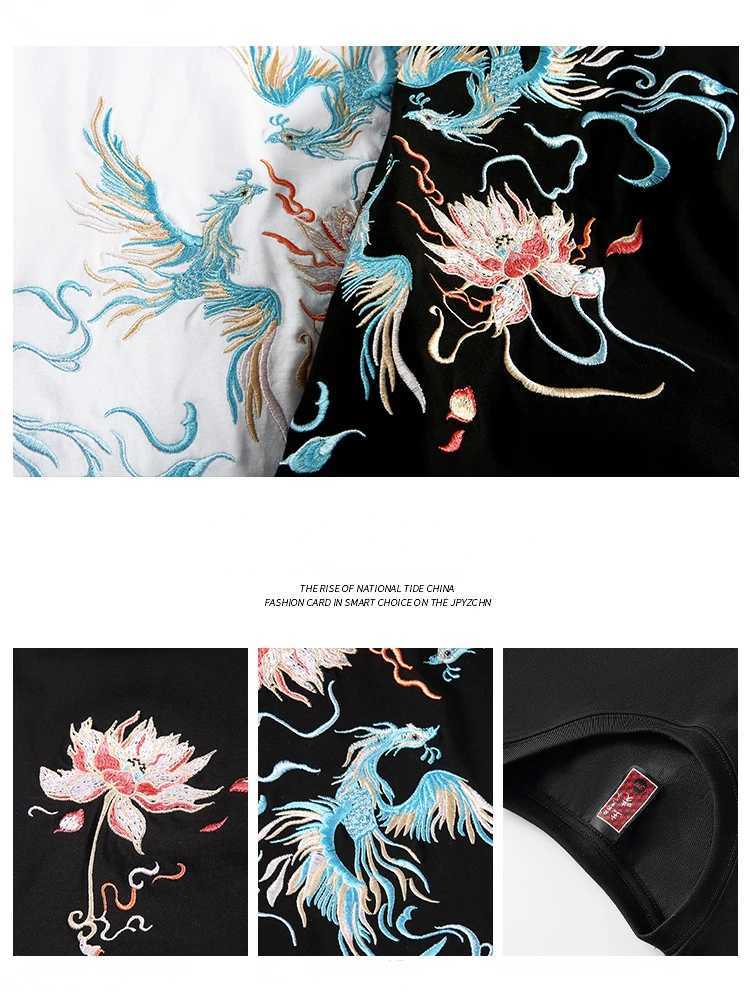 Summer Chinese T Shirt Men Phoenix Embroidery T Shirt Men Vintage Fashion Harajuku Tees Shirt Short Sleeve Loose Streetwear Male C260326
