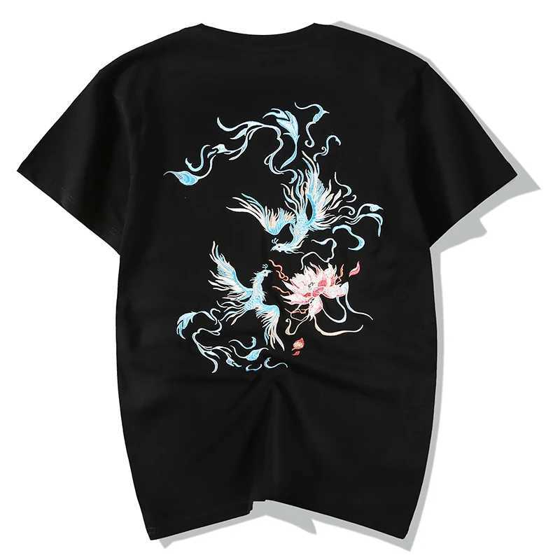 Summer Chinese T Shirt Men Phoenix Embroidery T Shirt Men Vintage Fashion Harajuku Tees Shirt Short Sleeve Loose Streetwear Male C260326