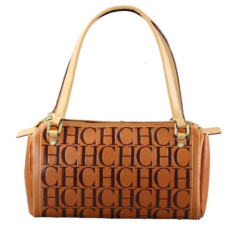 2025Vintage Style CH Brand Fashion Embossed Letter Cylindrical Handbag Large Capacity Commuter Shoulder Bag