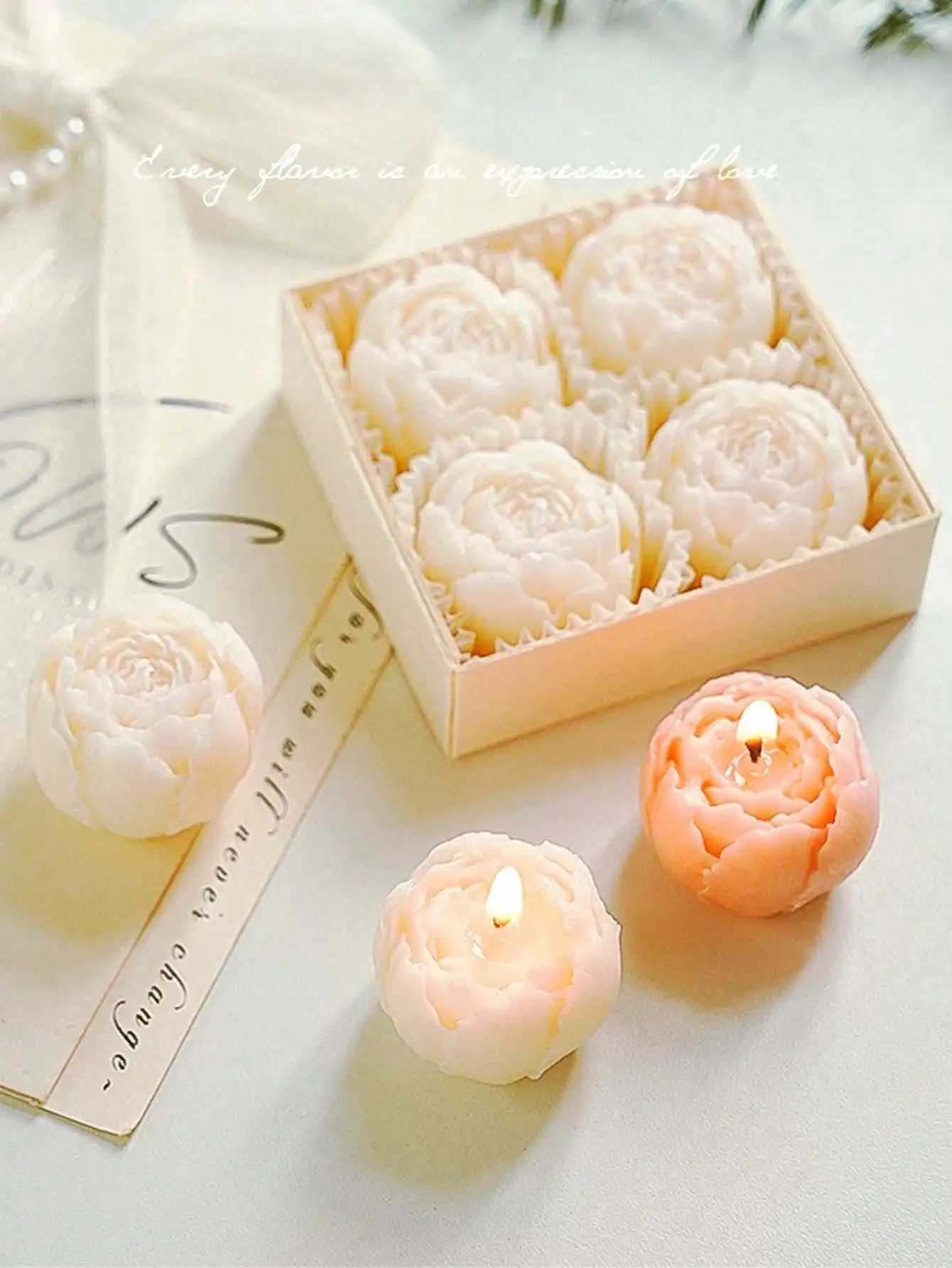 4pcs/Set Hand Made Rose Fragrance Scented Candles Hand Made Bouquet CandlesHome Decoration Suitable For Valentines Day Gift H260326