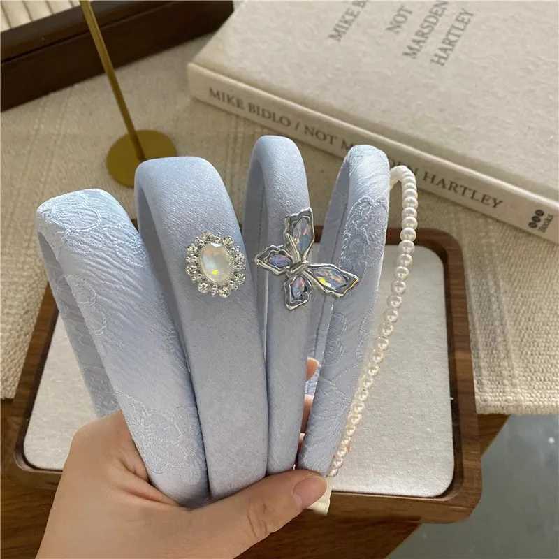 1 Pcs Ladies Hair Band Rhinestone Butterfly Pearls Elegant Gentle Sweet Korean Headbands Fashionable Versatile Hair Accessories D260326