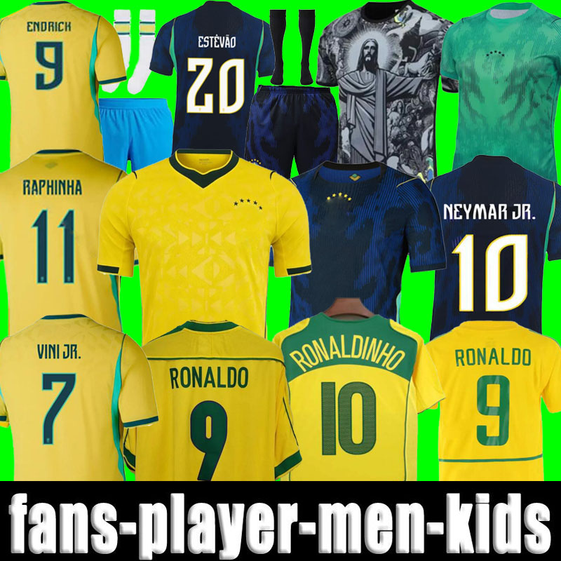 2026 brazil VINI JR soccer jerseys NEYMAR JR RAPHINHA L.PAQUETA men kids footbal kit 1998 2002 2004 retro Romario Ronaldo Ronaldinho PELE 2006 RIVALDO KAKA 2010 shirt