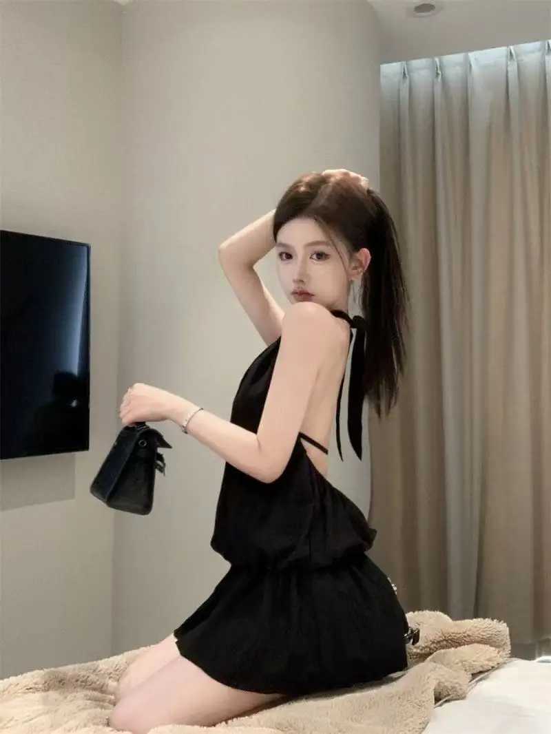 Y2Ks new solid-color halter-neck backless dress is a sexy elegant and slimming short skirt for women in summer a01 M260326