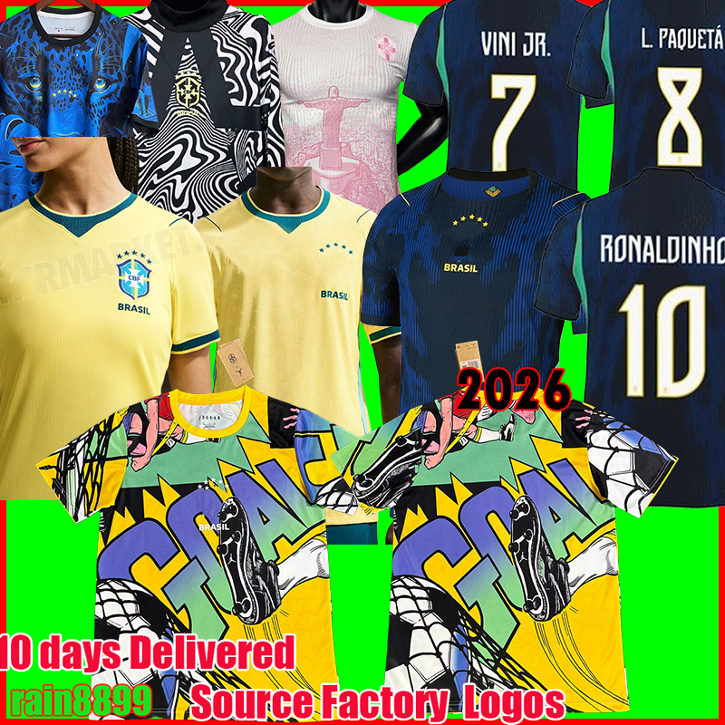 brazil Jersey 2026 Soccer Football Shirts Rodrygo vini jr Raphinha Savinho Endrick Joelinton brasil National Team camisa de futebol 26 27 away Men KIDS fans player