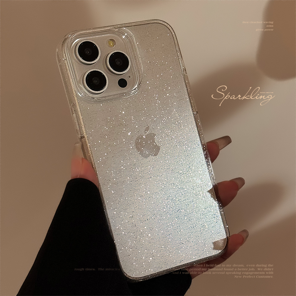 Glitter Clear Phone Case for iPhone, Sparkle Transparent Shockproof Cover