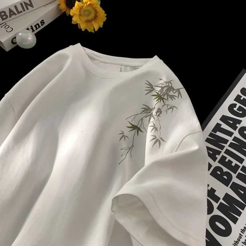 Mens Oversized T-shirts White Cotton T Shirt 5XL for Men Casual Summer Wear Fashion Leaf Print Tee Shirts Men Clothing C260326