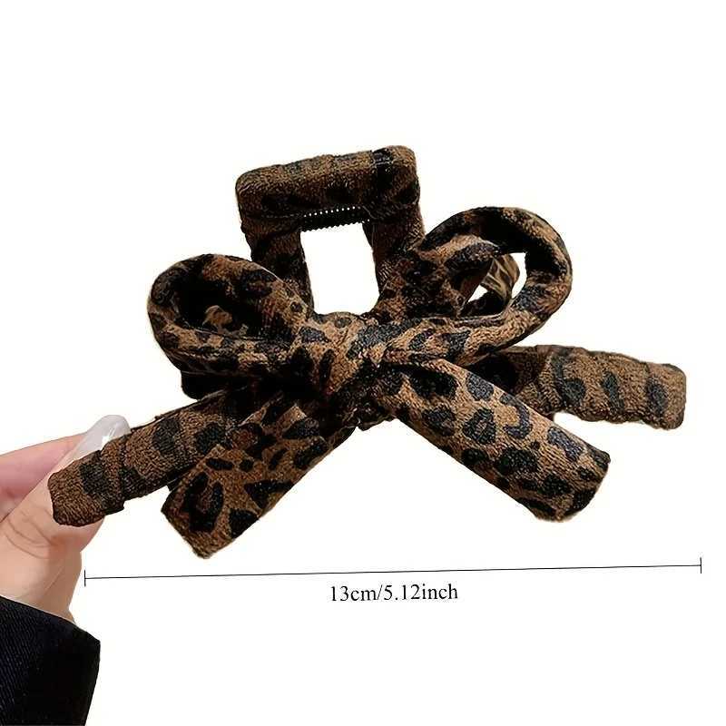 Leopard print bow clip elegant large shark clip new autumn and winter back of the head hair clip stylish clip H260326