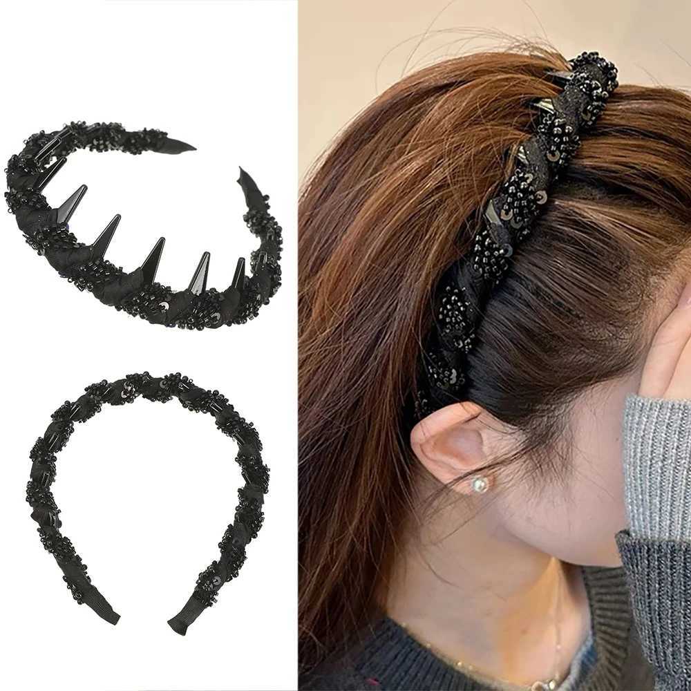 New Black with tooth Headbands Fashion Non-slip Hairbands for Women Daily hair tie decoration hair Accessories D260326