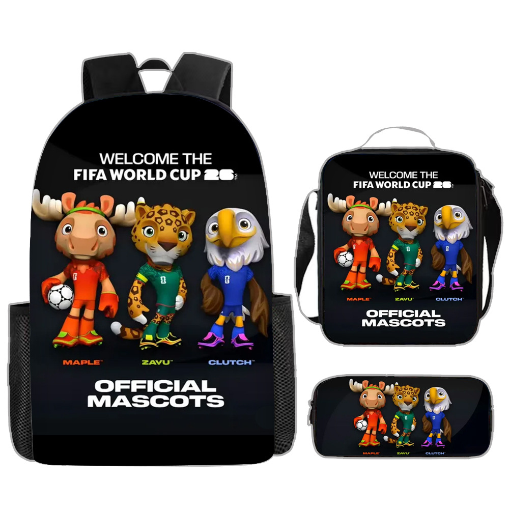 2026 World Cup new mascot cartoon backpack fashionable pencil case casual trend backpack for students