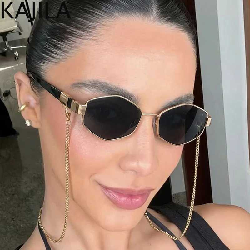 Sexy Small Frame Hexagon Sunglasses Women With Chain 2026 Luxury Brand Designer Punk Sun Glasses For Ladies Shades Gafas De Sol D260326
