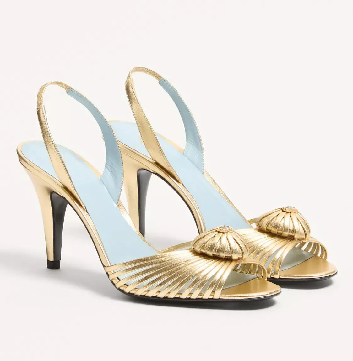 Elegant Brand Women Royal Sandal Shoes Laminated Nappa Heart Wrapped High Heels Lady Evening Party Dress Slingback & Walking EU35-41