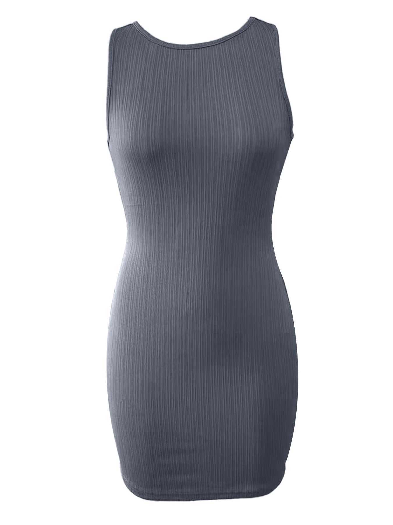 Womens solid color striped sexy backless sleeveless lace up dress M260326