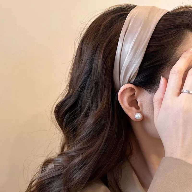 Korean Solid Color Satin Headband for Women Girls Fashion Elegant Wide Sponge Hair Hoop Headwear Hair Accessories D260326