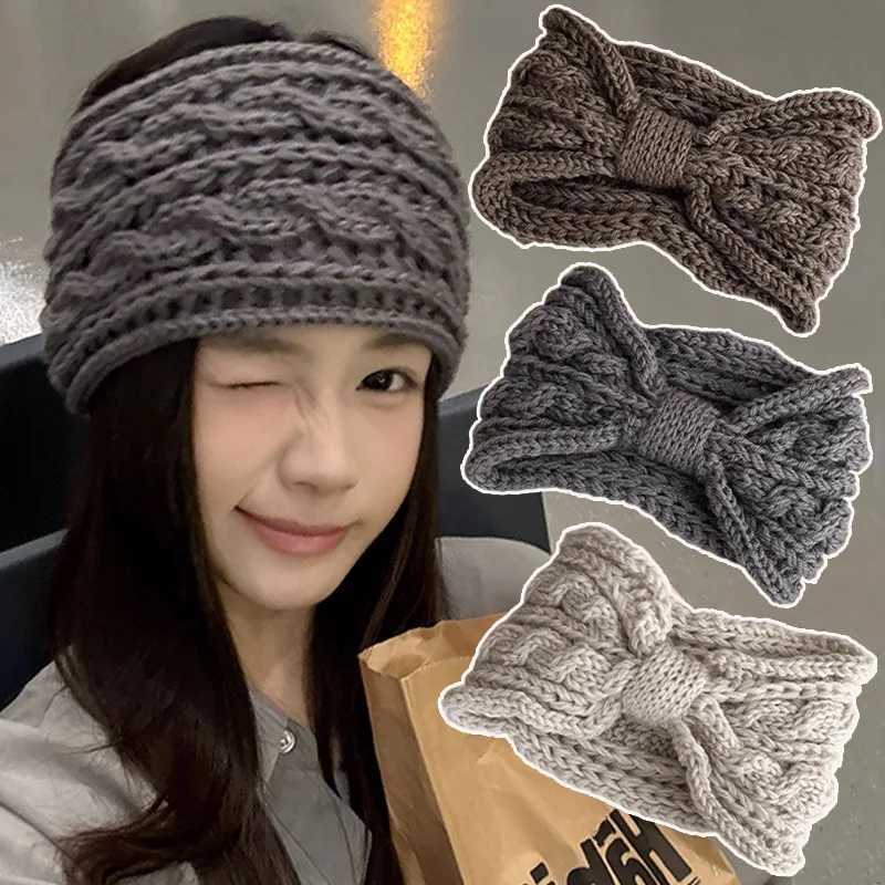 Korean INS Bow Shaped Twists Knitting Hair Band Winter Keep Warm Windproof Hair Hoop Headwrap Fashion Sweet Girls Streetwear D260326