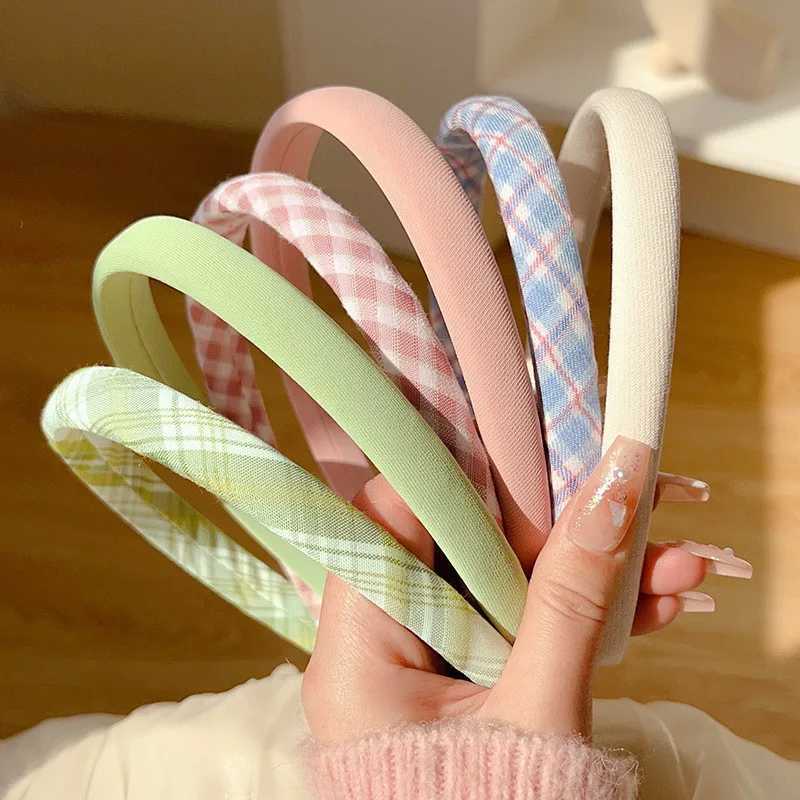 Solid color headband checkered hairpin headband small fragrance headband girl Korean-style noble headband hair ornament D260326