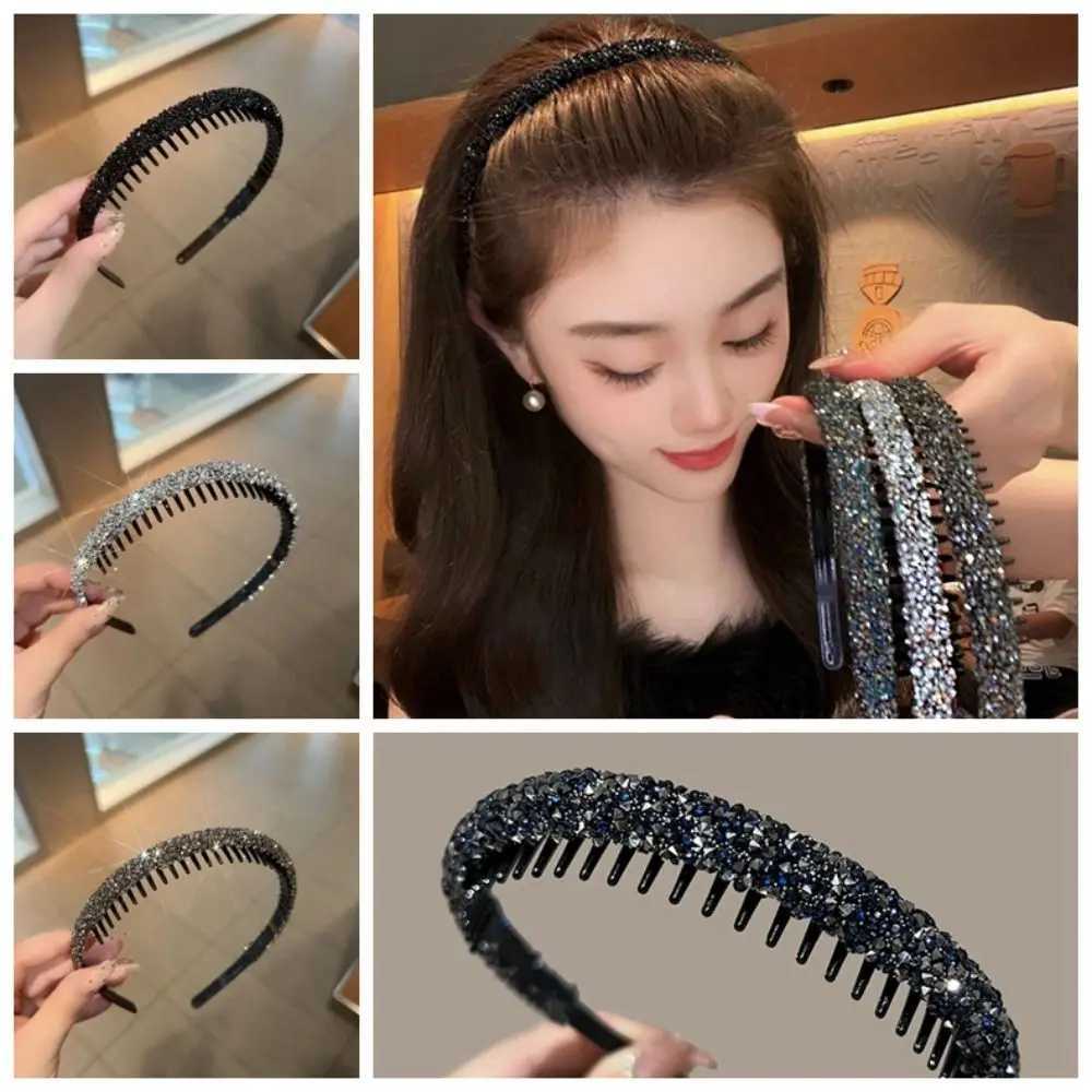 Plastic Rhinestone Headband Cute with Toothed Face Wash Diamond Hair Hoop Korean Style Make Up Hairband Non-slip D260326