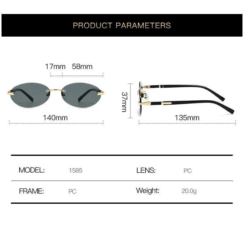 Fashion Rimless Oval Sunglasses For Women Classic Populor Simple Small Frame Sun Glasses Outdoor Photography Accessory Eyewear D260326