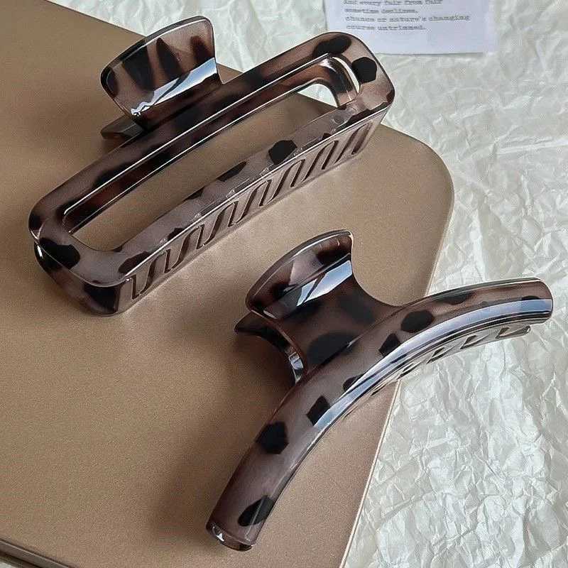 Leopard Large Hair Claw Clips Geometric Crab Hair Clamps Women Girls Simple Shark Barrettes Hairpin Ponytail Hair Accessories H260326