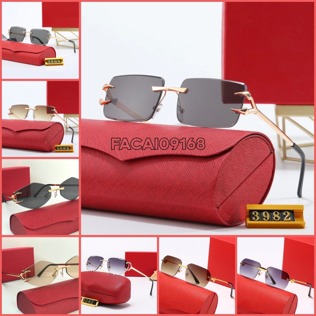 Sunglasses For Women Designer Fashion Classic Frameless Metal Rimless Optical Frame Sunglasses UV 400 Sun Eyewear Fashion Glasses With Box