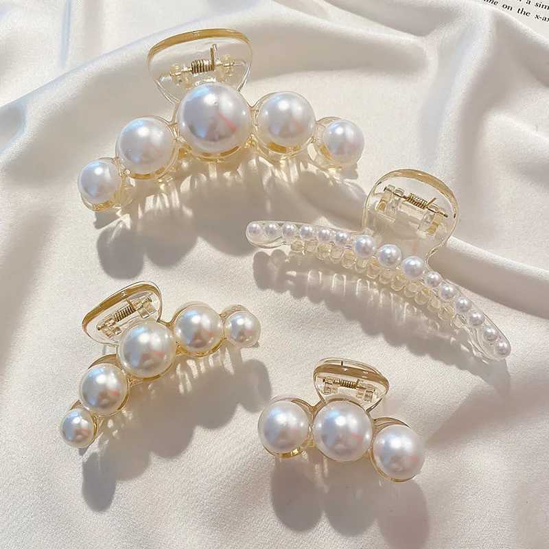 Vintage Pearl Clips Set Large Claw Korean Ponytail Big Barrettes Jaw Hairpins For Women Hair Accessories Hairgrip Gift H260326