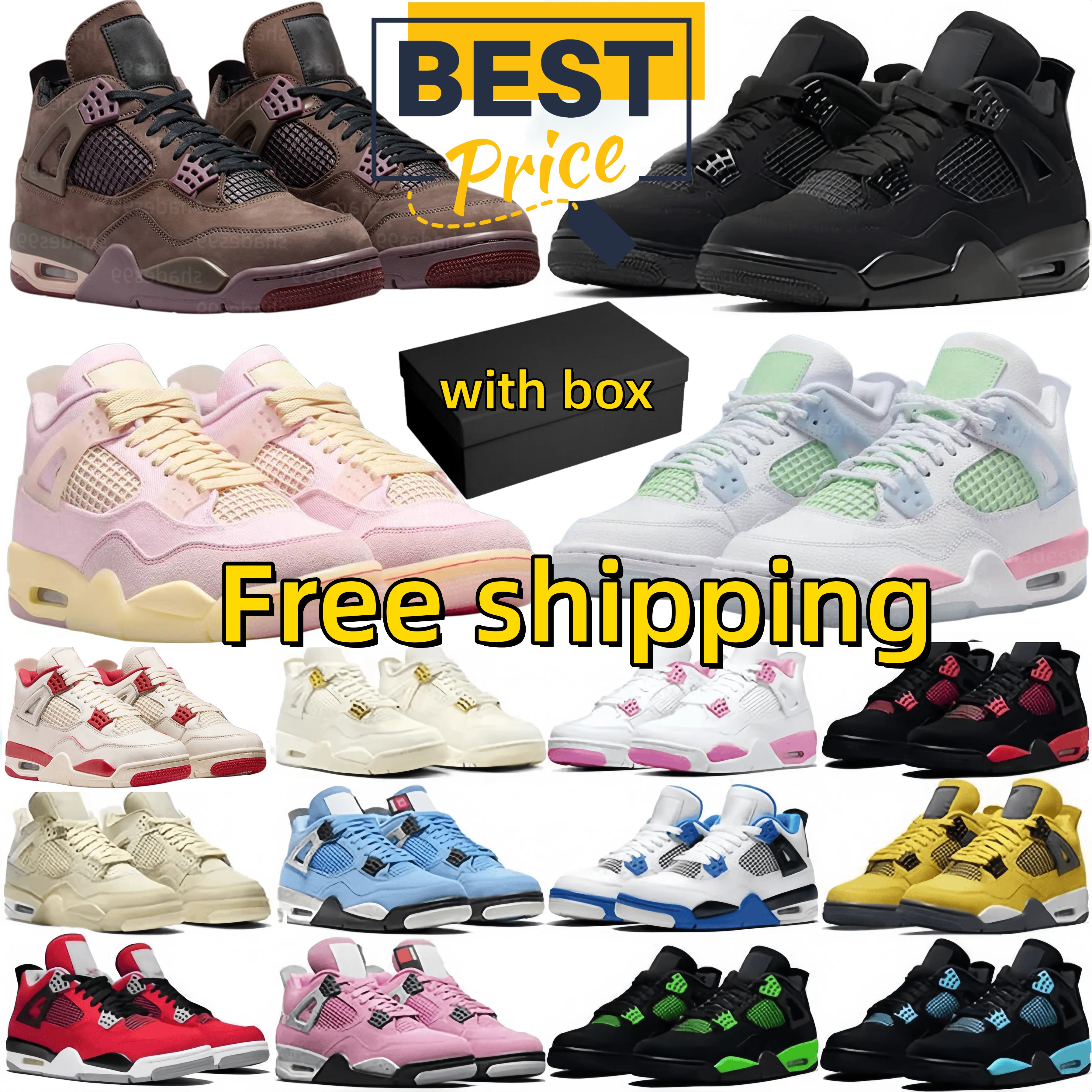 Free Shipping 4 Basketball shoes Worn Blue Cozy Girl Cave Stone Military Black Cat 4s Red Thunder University Blue Sport Trainers for Men and Women Ieed Carmine