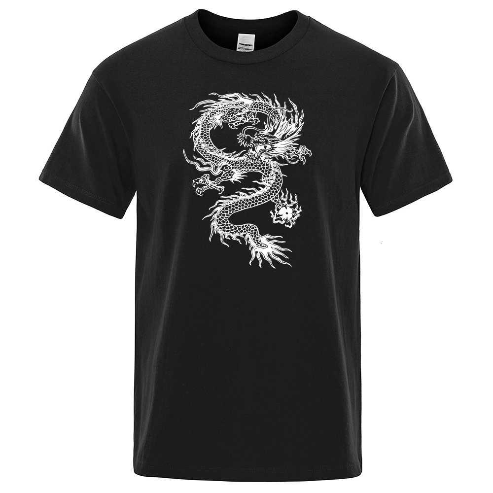 Chinese Style White Dragon Men Tshirts Fashion Breathable T Shirts Loose Cotton Tee Clothing High Quality Brand Male T-Shirt C260326