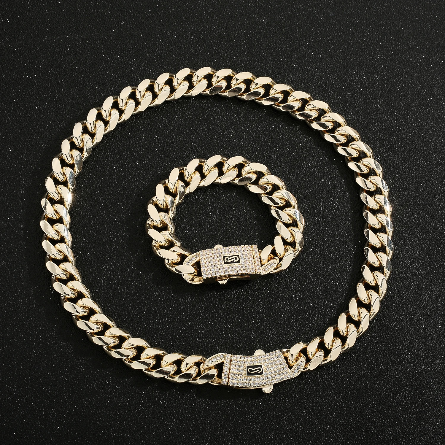 14K Monaco chain for men and women brass cubic zirconia fashionable Monaco bracelet for men and women 260402