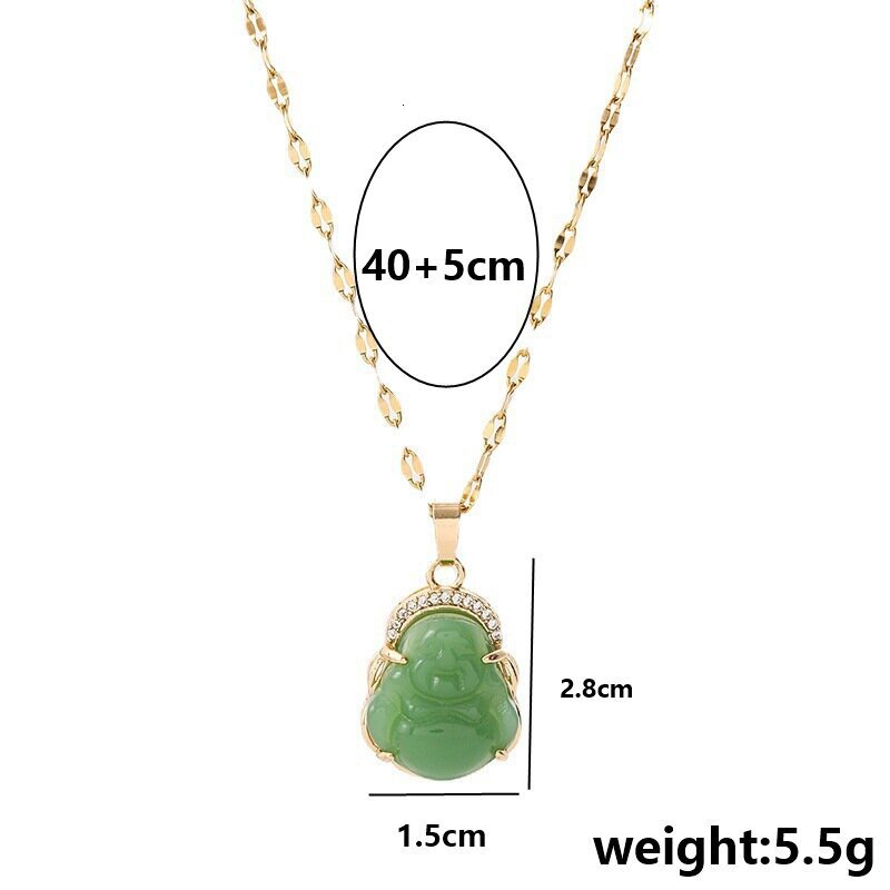 New Maitreya Buddha imitation chalcedony pendant accessory titanium steel necklace for women, niche design, versatile and elegant, Chinese style clavi - view 6