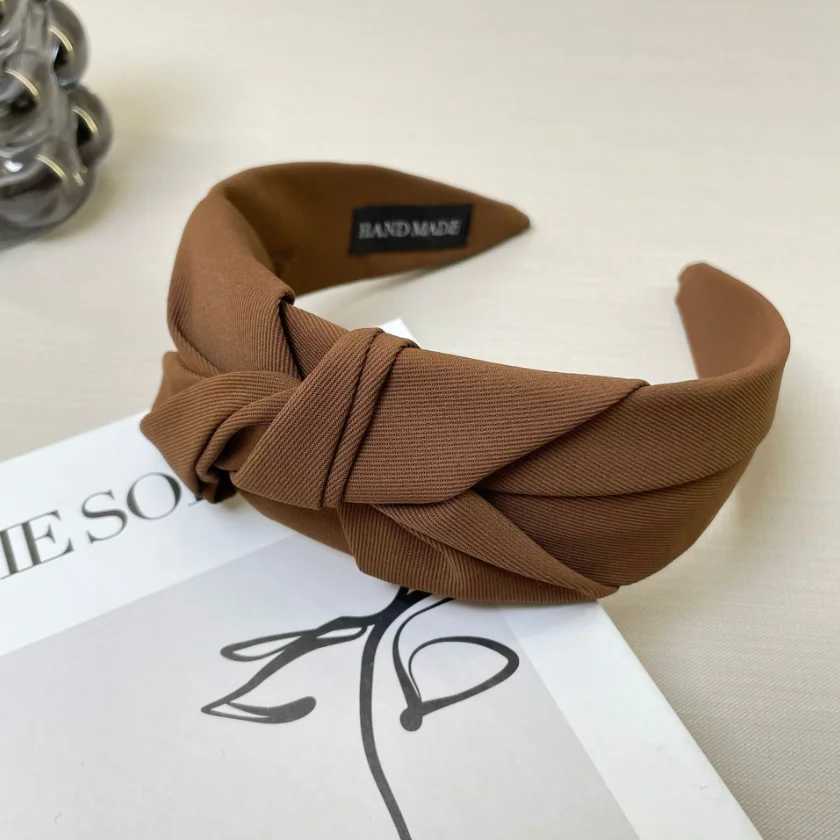 Fashion Solid Wide Knot Fabric Twist Hairbands for Women Girls Bezel Hair Hoops Party Hair Accessories Korean Ladies Headbands D260326