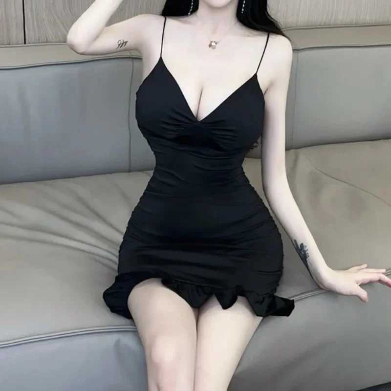 Irregular Ruffle Straps Mini Dress Elegant Fashion Outfits Night Club Party Summer Bodycon Dresses Vestidos M260326