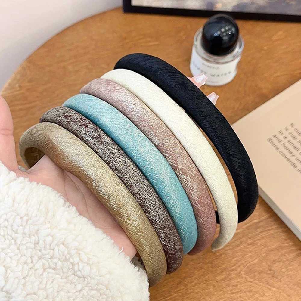 Fashion Korean Shiny Glossy Headbands For women satin silk Thin Sponge Hairband Bezel Girls Hair Accessories Simple Headwear D260326